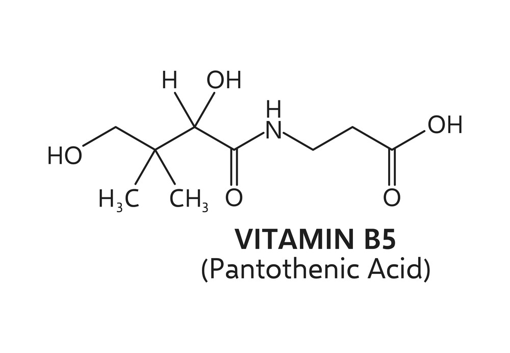 Vitamin b5 or pantothenic acid chemical formula › 스타일리쉬 플레이스 비타민 B5(판토텐산)의 화학 구조. 스킨케어와 헤어케어 제품에서 중요한 성분으로 알려져 있음.