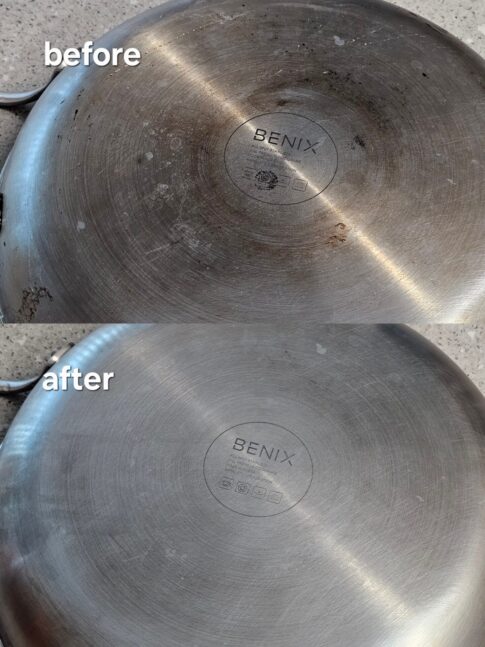 냄비 탄 자국 제거법 적용 전후 비교 사진, 베이킹소다와 식초를 활용한 주방 세척법”